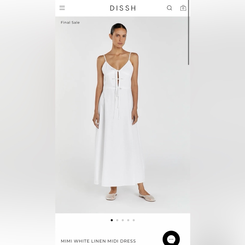 NWT DISSH Mimi white linen midi dress